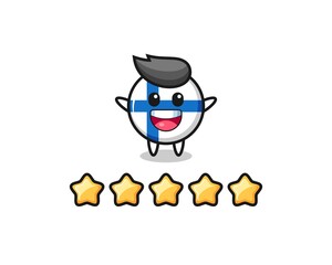 the illustration of customer best rating, finland flag badge cute character with 5 stars