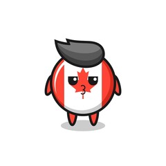 the bored expression of cute canada flag badge characters