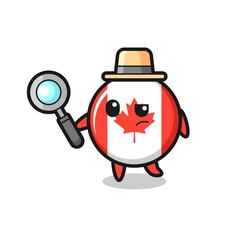 canada flag badge detective character is analyzing a case