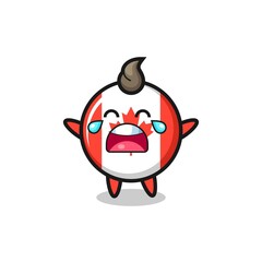 the illustration of crying canada flag badge cute baby
