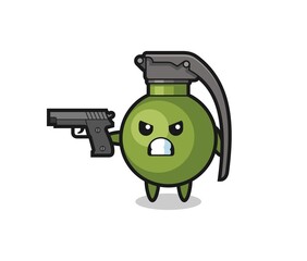 the cute grenade character shoot with a gun
