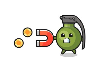 the character of grenade hold a magnet to catch the gold coins