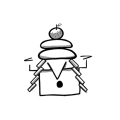 Hand drawn illustration of Japanese New Year's offering in simple drawing 