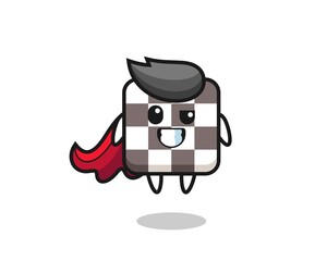 the cute chess board character as a flying superhero
