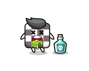 illustration of an chess board character vomiting due to poisoning