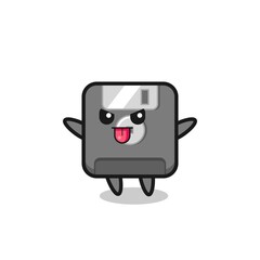 naughty floppy disk character in mocking pose
