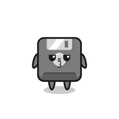the bored expression of cute floppy disk characters