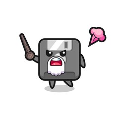 cute floppy disk grandpa is getting angry