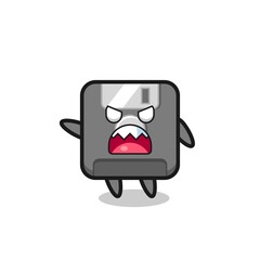 cute floppy disk cartoon in a very angry pose