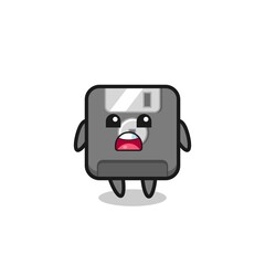 floppy disk illustration with apologizing expression, saying I am sorry