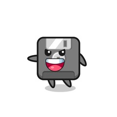 floppy disk cartoon with very excited pose