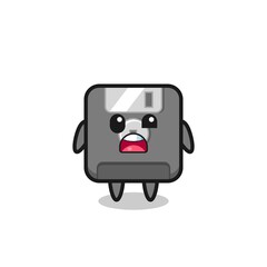 the shocked face of the cute floppy disk mascot
