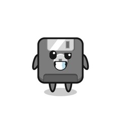 cute floppy disk mascot with an optimistic face