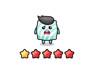 the illustration of customer bad rating, pillow cute character with 1 star
