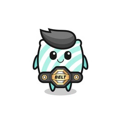 the MMA fighter pillow mascot with a belt