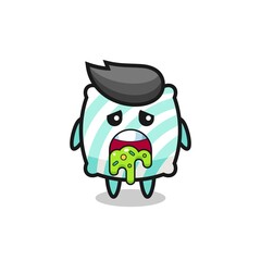 the cute pillow character with puke