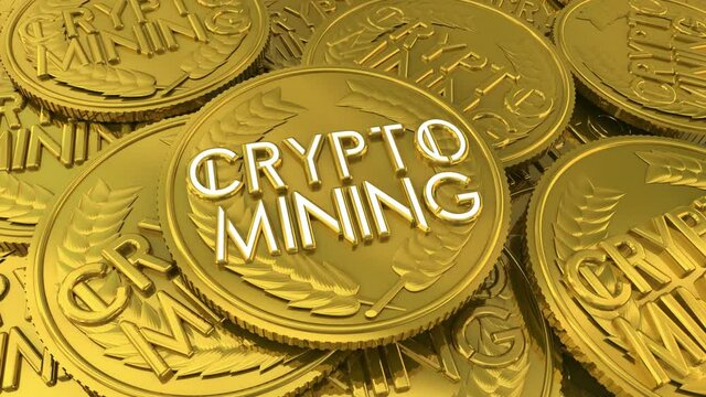 Crypto Currency Mining Coins Bit Trading BTC Generate Money 3d Animation