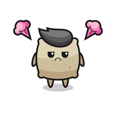annoyed expression of the cute sack cartoon character
