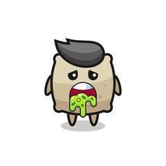 the cute sack character with puke
