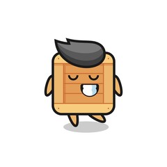 wooden box cartoon illustration with a shy expression