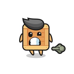 the illustration of the wooden box cartoon doing fart