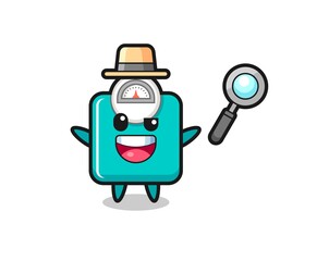 illustration of the weight scale mascot as a detective who manages to solve a case
