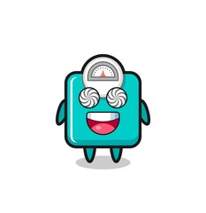 cute weight scale character with hypnotized eyes