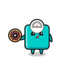 illustration of an weight scale character eating a doughnut