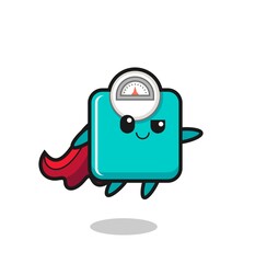 cute weight scale superhero character is flying © heriyusuf