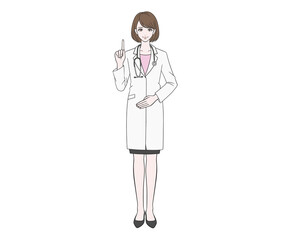 人差し指を立てる女医