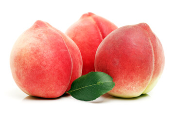 ripe peach on white background