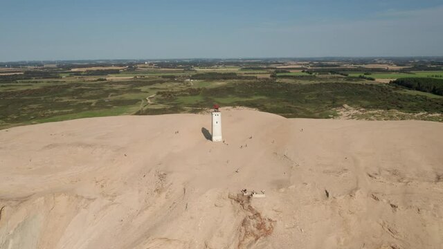 Rubjerg Knude Lighthouse Surrounded by Dunes With Lush Green Forest