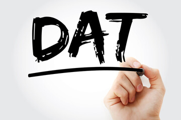 DAT - Digital Audio Tape acronym with marker, technology concept background