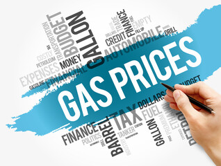 Gas Prices word cloud collage, business concept background