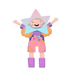 Star girl colorful vector illustration
