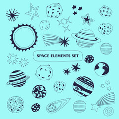 Outline Space elements vector set