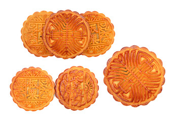 Obraz premium Mid-Autumn Festival moon cake on white background