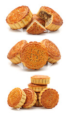 Mid-Autumn Festival moon cake on white background