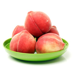 ripe peach on white background 