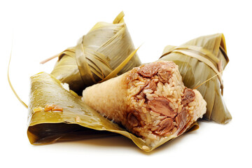 Rice dumpling on white background.