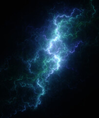 Abstract background, smooth multicolored lines on a black background.