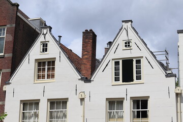 Amsterdam Spui Traditional White House Facades with Spout Gables