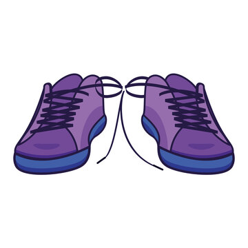 Isolated purple tied shoes Joke