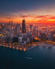 Chicago Gold Coast at sunset