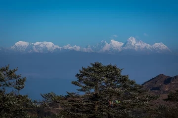 Fototapete Makalu Berg Everest, Makalu und Lhotse von Sandakphu, Westbengalen, Indien