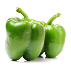 fresh green bell pepper (capsicum) on a white background