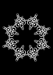 Frames of lace ethnic elements on the sheet of A4 format, surreal, black and white graphics