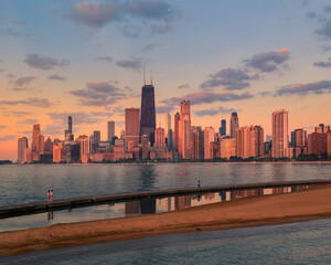 Chicago North ave beach aerial view