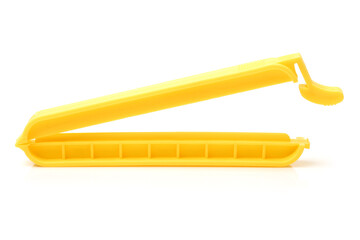 plastic food bag clip on white background