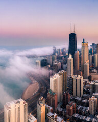 Aerial view of gold coast Chicago with fog © Ionel